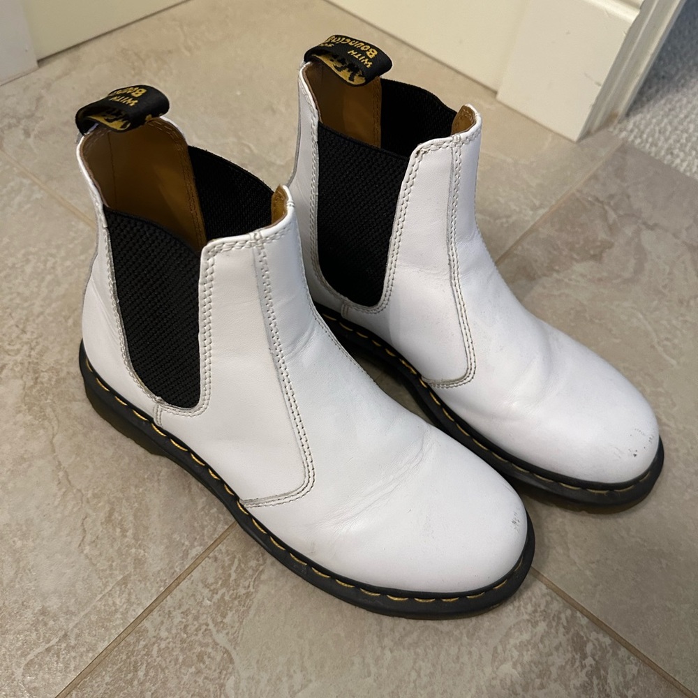 Women’s Doc Martens white boots-worn once